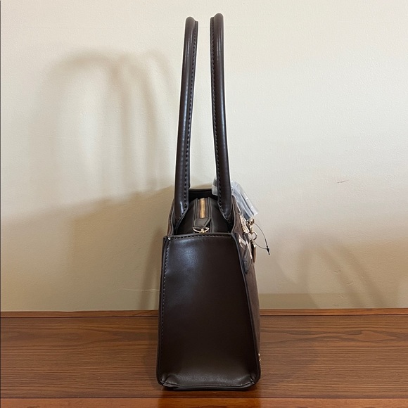 Guess | Chocolate Brown Satchel w/Iconic Logo Bag Charm - Picture 7 of 17